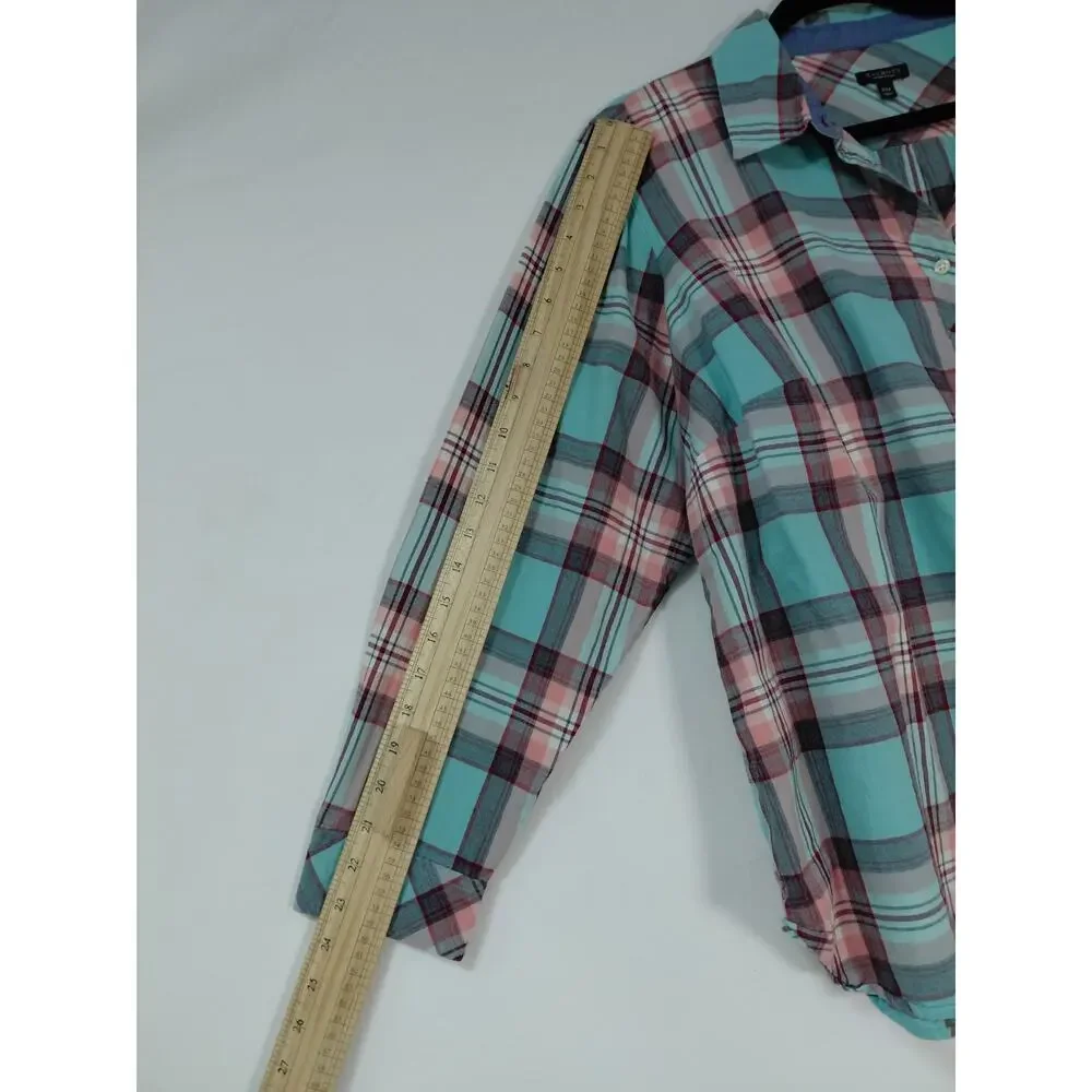 Talbots Multicolor Plaid Button-Front Button-Up Shirt Women Petite Size 2XP